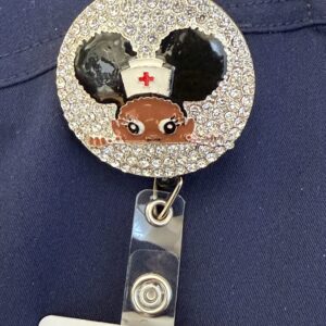 Black Nurse Glitter Badge Buddy - Child