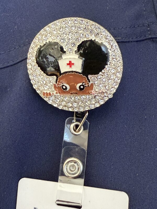 Black Nurse Glitter Badge Buddy - Child