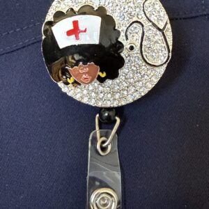 Black Nurse Glitter Badge Buddy - MISS