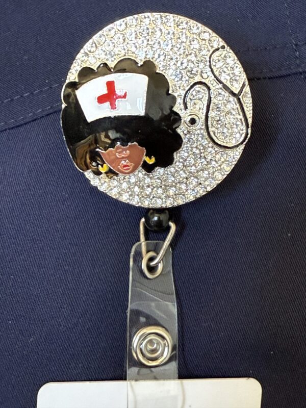 Black Nurse Glitter Badge Buddy - MISS