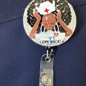 Black Nurse Glitter Badge Buddy - Save Lives.