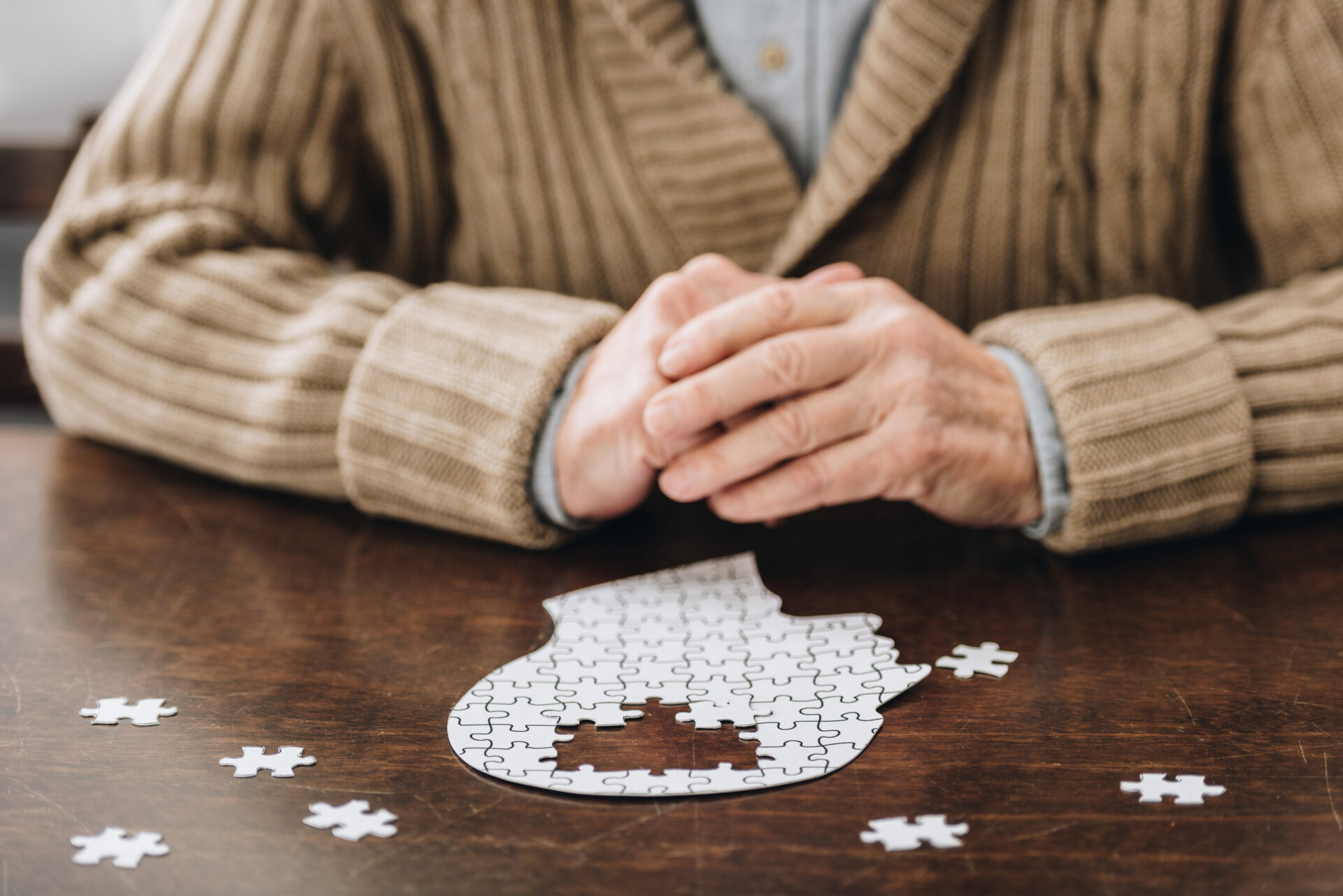 Man struggling to complete a puzzle